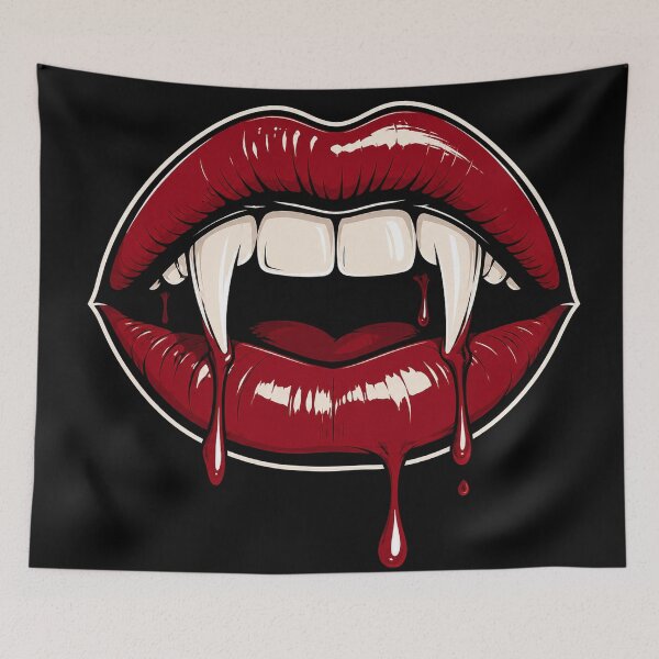 Item preview, Vampire Lips & Fangs – Gothic Red Lips Horror Art designed and sold by Stinky Lincy's Apparel Company.