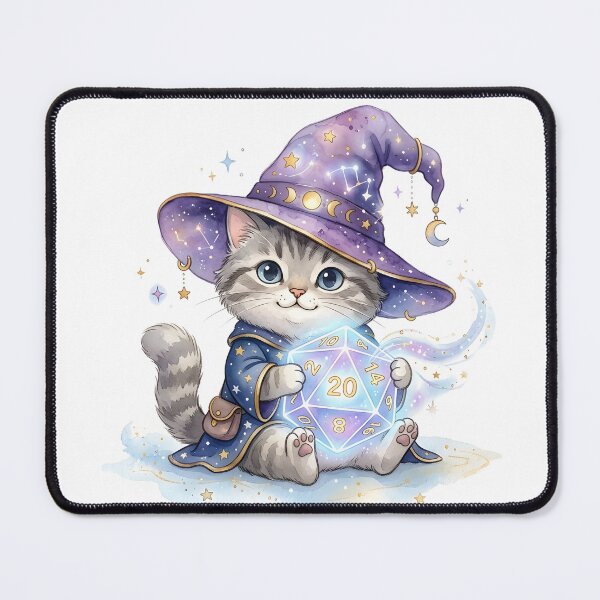 Item preview, Cute Wizard Cat with Glowing D20 designed and sold by PrintCraft884.