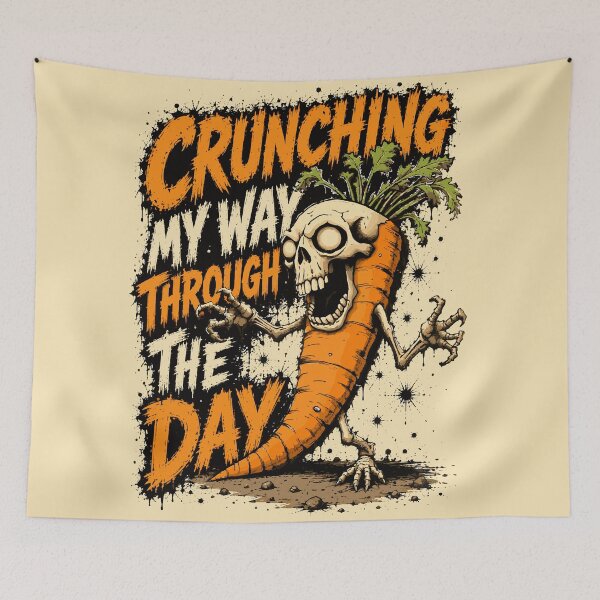 Item preview, Crunching My Way Through the Day – Funny Zombie Carrot Horror Art designed and sold by Maria Garcia´s.