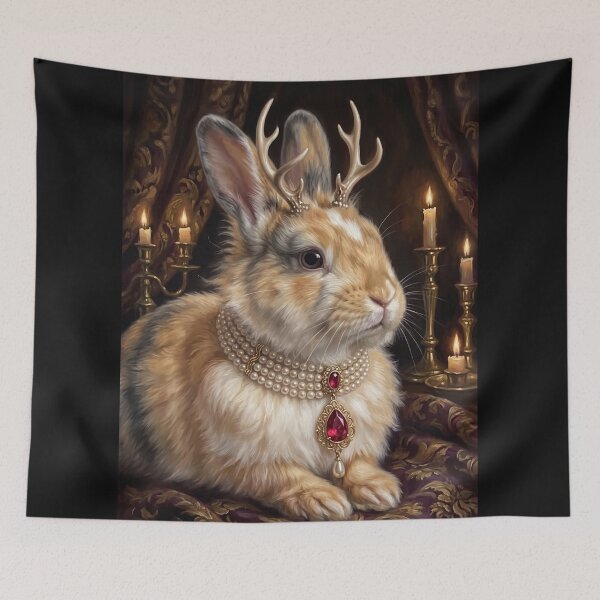Item preview, Royal Jackalope Ruby Pearl Necklace designed and sold by The Real Beast Art.