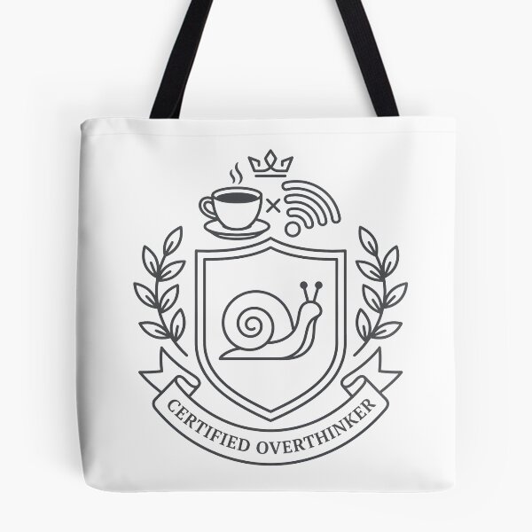 Item preview, Minimalist Overthinker Emblem with Coffee and Wi-Fi designed and sold by PrintCraft884.