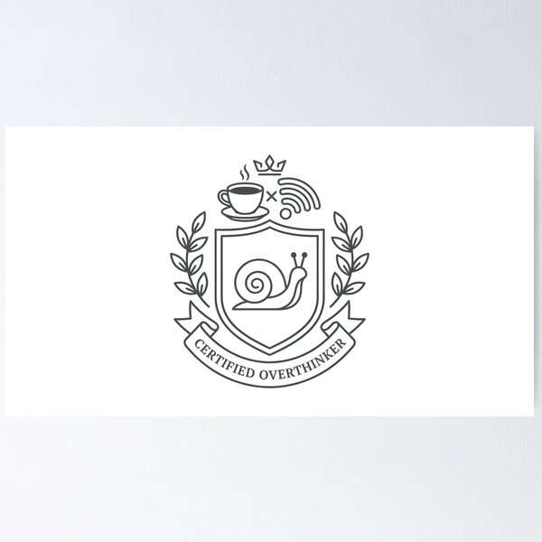 Item preview, Minimalist Overthinker Emblem with Coffee and Wi-Fi designed and sold by PrintCraft884.