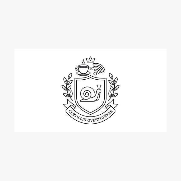 Item preview, Minimalist Overthinker Emblem with Coffee and Wi-Fi designed and sold by PrintCraft884.