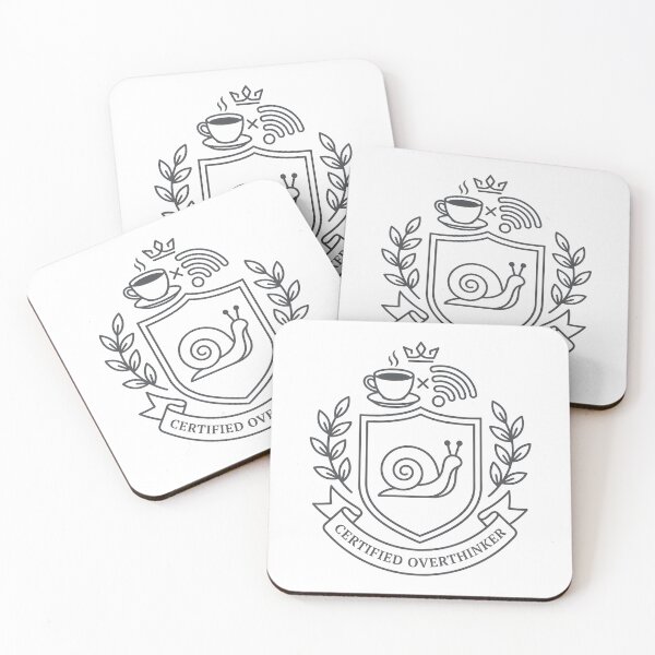 Item preview, Minimalist Overthinker Emblem with Coffee and Wi-Fi designed and sold by PrintCraft884.