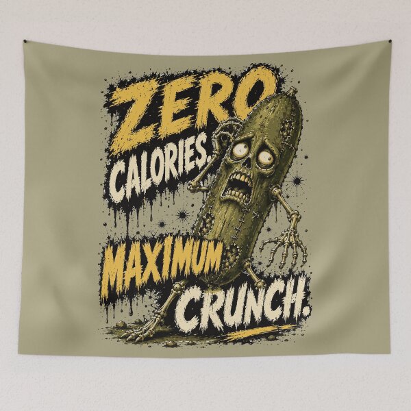 Item preview, Zero Calories, Maximum Crunch – Funny Zombie Pickle Horror Art designed and sold by Maria Garcia´s.