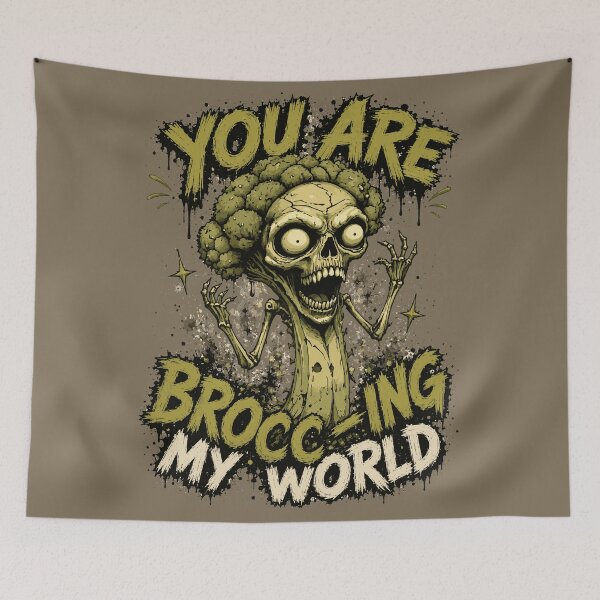 Item preview, You Are Brocc-ing My World – Funny Zombie Broccoli Skull Horror Art designed and sold by Maria Garcia´s.