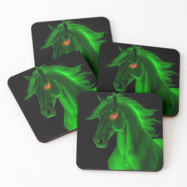 Item preview, Neon Emerald Stallion with Fiery Eyes – Mystical Glowing Horse designed and sold by MFMart.