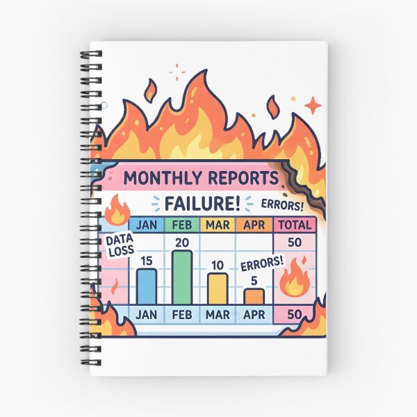 Item preview, Burning Monthly Report with Sad Emoticons designed and sold by PrintCraft884.
