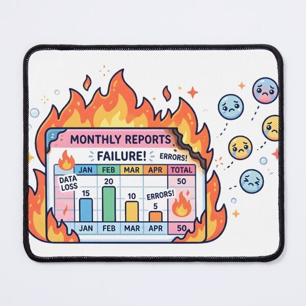Item preview, Burning Monthly Report with Sad Emoticons designed and sold by PrintCraft884.