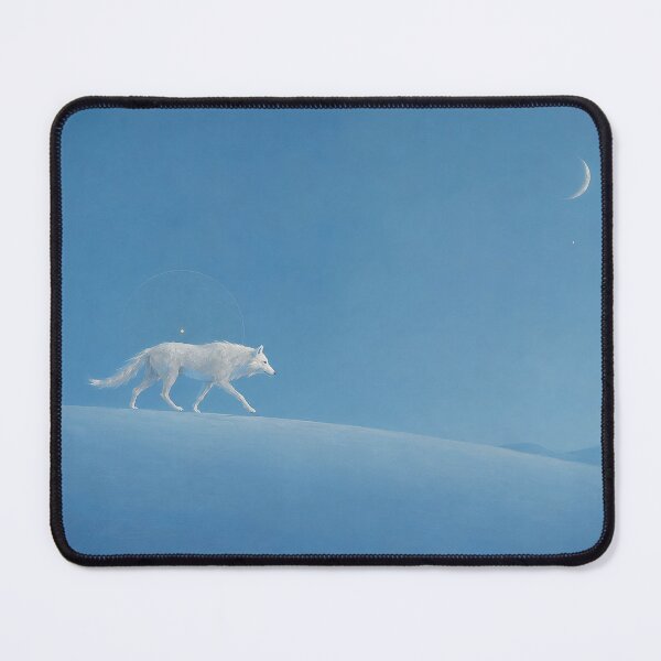 Item preview, The Quiet Crossing – Spiritual Blue Wolf & Crescent Moon designed and sold by SacredLensV.