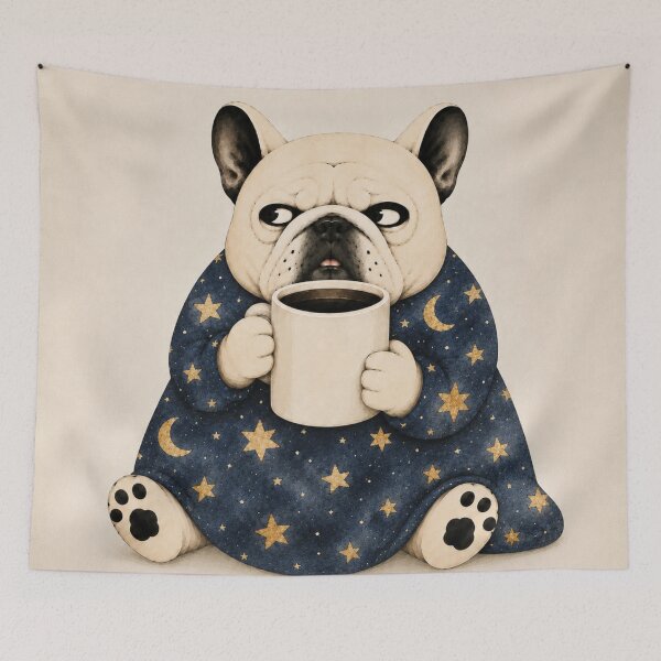 Item preview, Coffee Under the Stars – Funny French Bulldog Night Owl designed and sold by joycrysstudio.