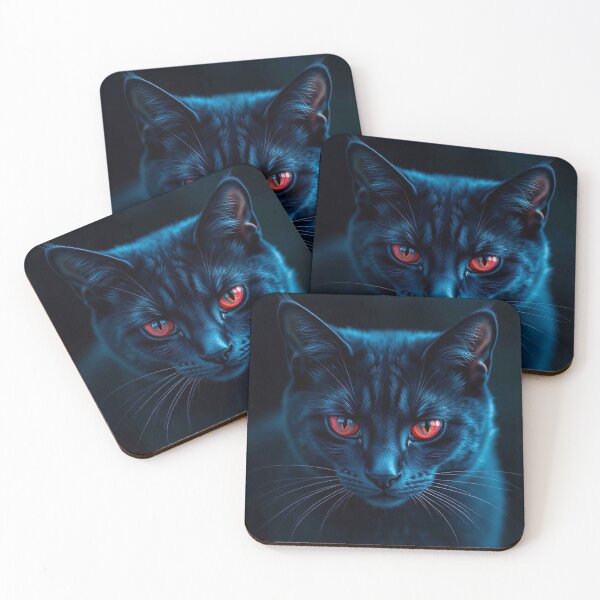 Item preview, Midnight Shadow Cat with Crimson Eyes – Mystical Neon Feline designed and sold by MFMart.