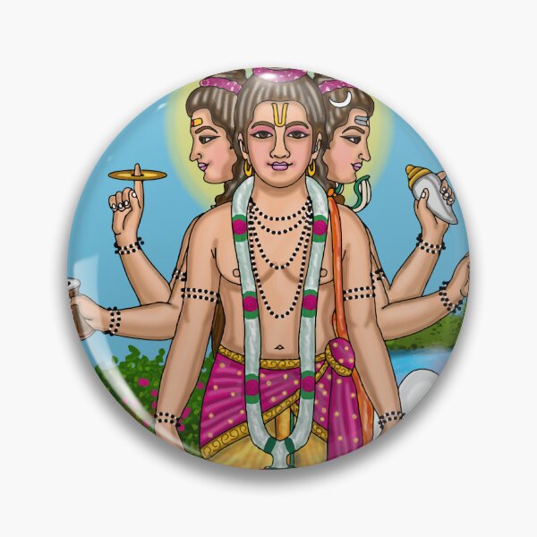 Item preview, Lord Dattatreya Digital Drawing | Hindu Trinity Deity Spiritual Artwork Illustration designed and sold by Harshit_Digital_Arts.