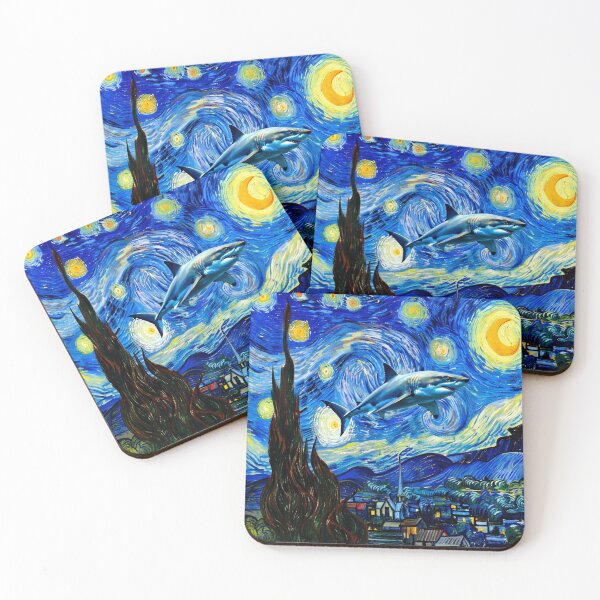Item preview, Surreal shark swims through Van Gogh´s starry night  designed and sold by aponwao.