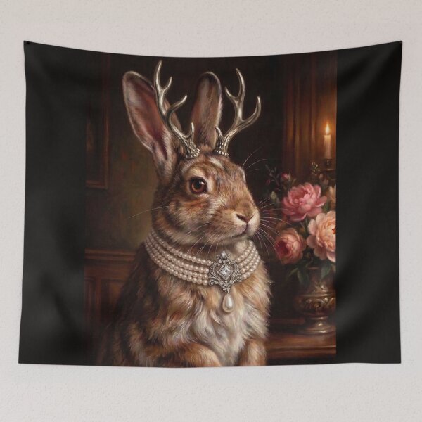Item preview, Royal Jackalope Diamond Pearl Necklace designed and sold by The Real Beast Art.