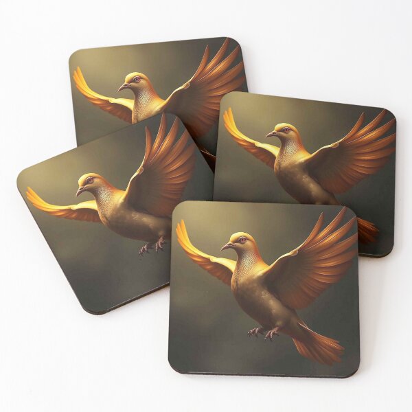 Item preview, Golden Radiant Dove in Flight – Mystical Glowing Bird designed and sold by MFMart.
