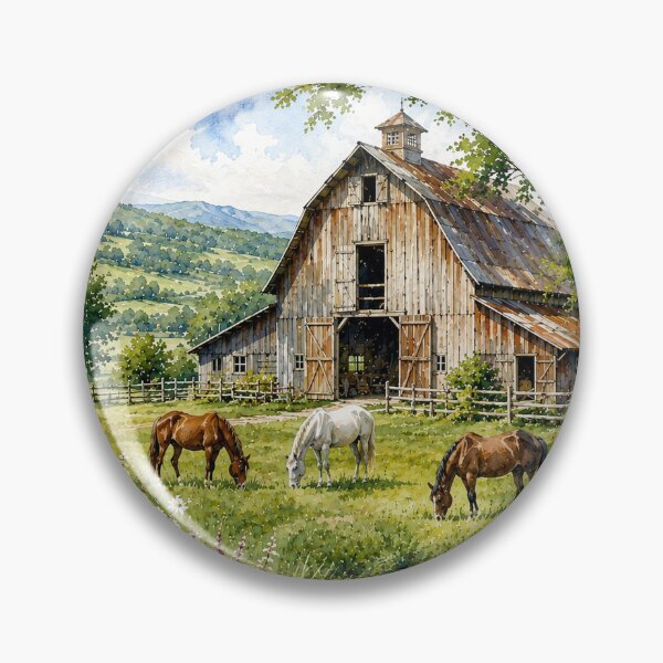 Item preview, Country barn and horses designed and sold by Linda La Guardia.