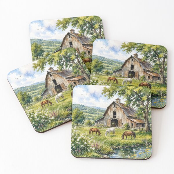 Item preview, Country barn and horses designed and sold by Linda La Guardia.