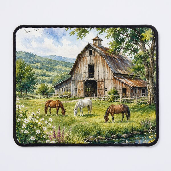 Item preview, Country barn and horses designed and sold by Linda La Guardia.