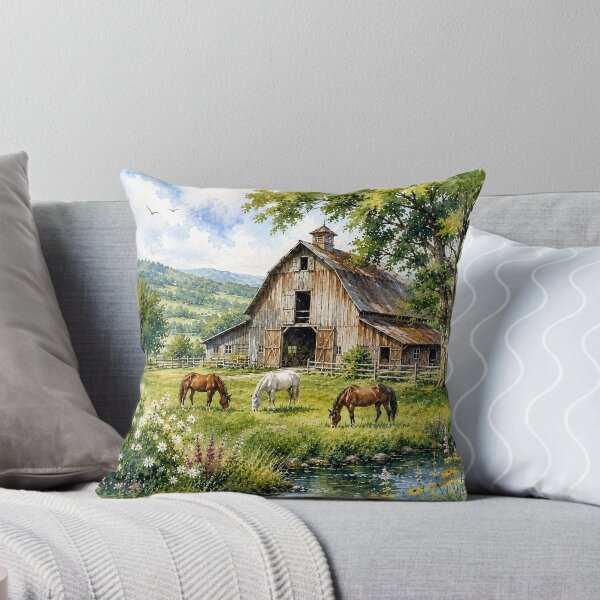Item preview, Country barn and horses designed and sold by Linda La Guardia.
