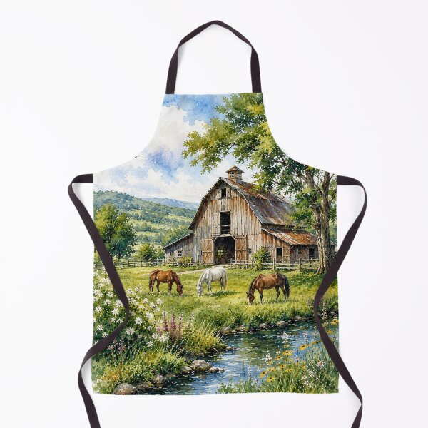 Item preview, Country barn and horses designed and sold by Linda La Guardia.