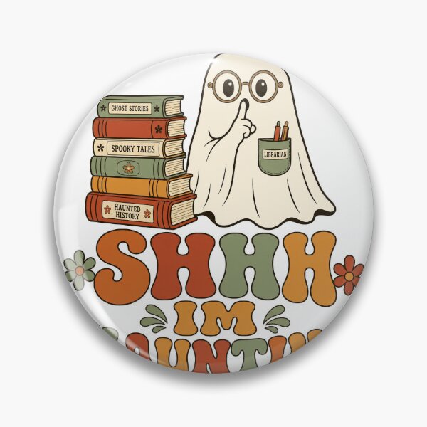 Item preview, Shhh I'm Haunting Retro Ghost Librarian Book Stack designed and sold by BoosterShop.