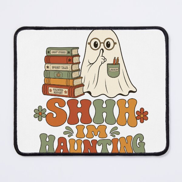Item preview, Shhh I'm Haunting Retro Ghost Librarian Book Stack designed and sold by BoosterShop.