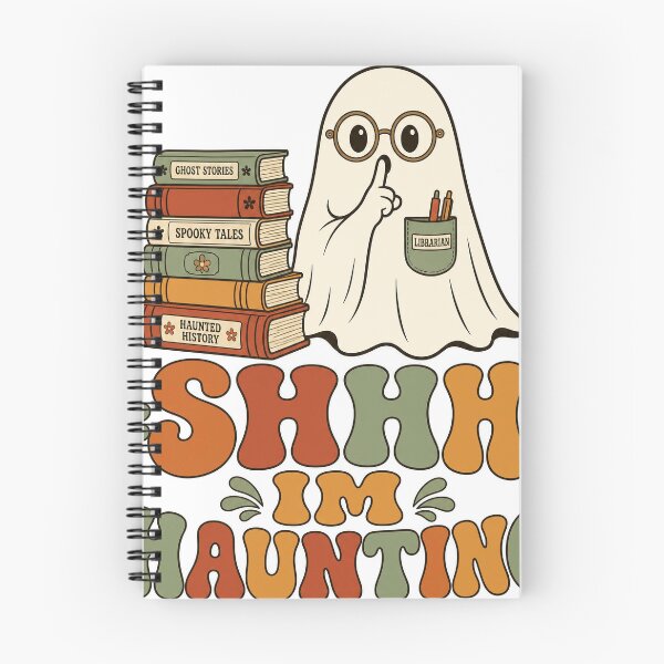 Item preview, Shhh I'm Haunting Retro Ghost Librarian Book Stack designed and sold by BoosterShop.