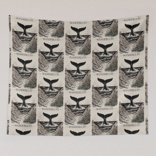 Item preview, Whale Tail and Coastal Waves Wanderlust Art designed and sold by NuvoraNest.