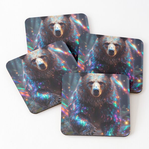 Item preview, Cosmic Neon Bear in Enchanted Forest – Mystical Glowing Wildlife designed and sold by MFMart.