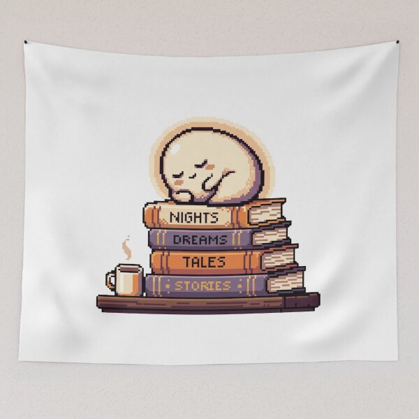 Item preview, Cute Pixel Art Sleeping Creature on Book Stack - Cozy Bookworm designed and sold by Pixele.