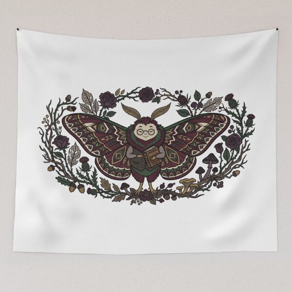 Item preview, Dark Academia Bookworm Moth - Goth Cottagecore Woodland Scholar designed and sold by Pixele.