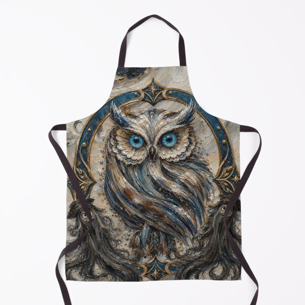 Item preview, Mystic Blue-Eyed Owl & Shadow Spirits – Fantasy Oil Painting Art designed and sold by The Kawaii Forge.