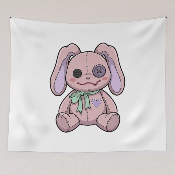 Item preview, Creepy Cute Pastel Goth Stuffed Bunny - Kawaii Horror Plush designed and sold by Pixele.