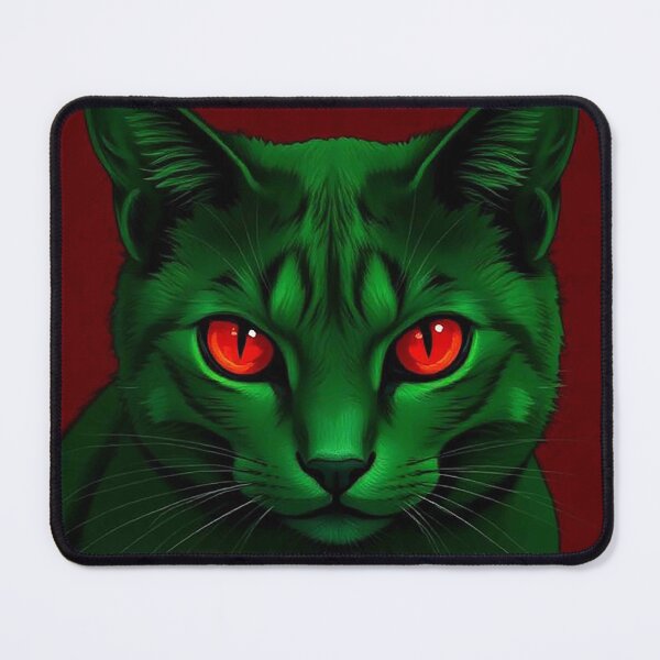 Item preview, Emerald Shadow Cat with Crimson Eyes – Mystical Neon Feline designed and sold by MFMart.