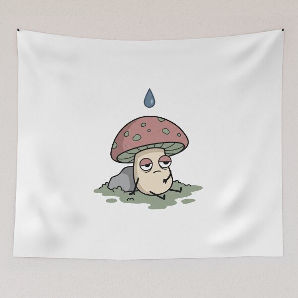 Item preview, Sad Exhausted Mushroom - Cute Tired Fungi Rainy Day Mood designed and sold by Pixele.