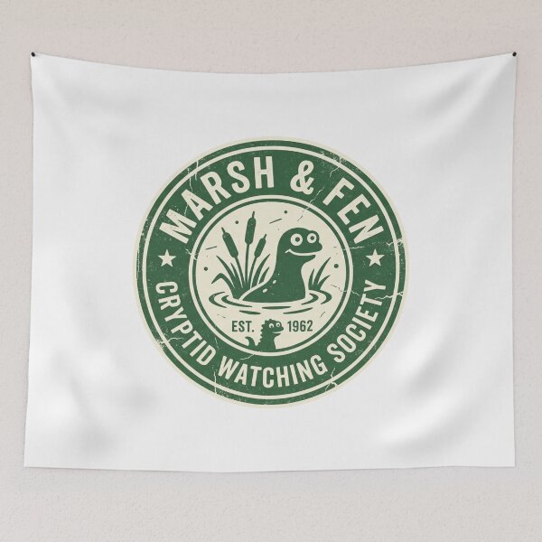 Item preview, Marsh & Fen Cryptid Watching Society - Cute Vintage Lake Monster Badge designed and sold by Pixele.