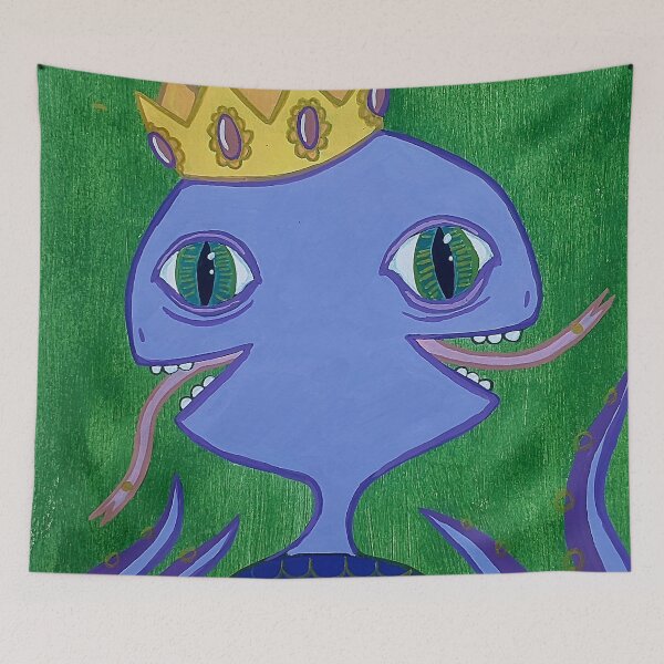 Item preview, Ocean King | Whimsical Purple Sea Creature Art designed and sold by WonderwildArt.