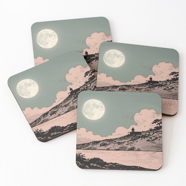 Item preview, Moonlit Landscape Woodblock Style designed and sold by John-NW-Shop.