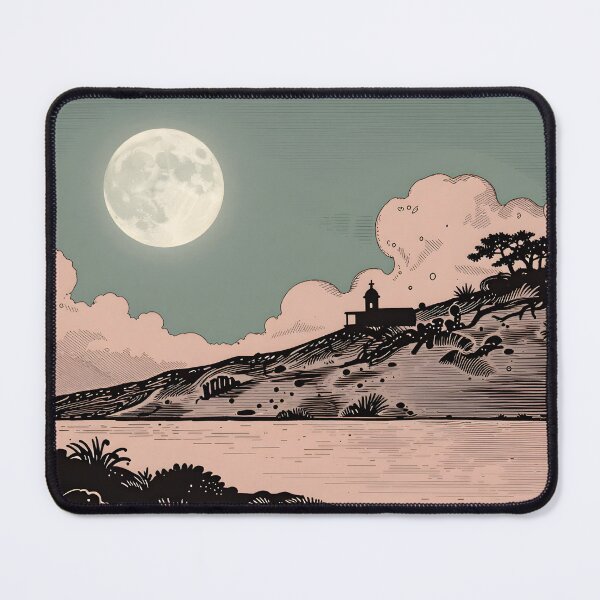 Item preview, Moonlit Landscape Woodblock Style designed and sold by John-NW-Shop.