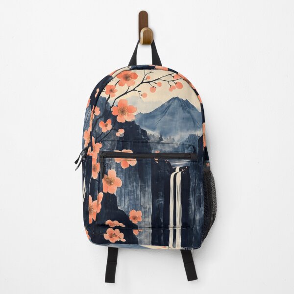 Item preview, Mount Fuji Sakura Waterfall Japanese Minimal Blossom Cliffscape designed and sold by mildaclairmo.