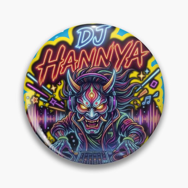 Item preview, DJ Hannya Japanese Oni Demon DJ Neon Music Vibes designed and sold by LOVEARTDESIGN.