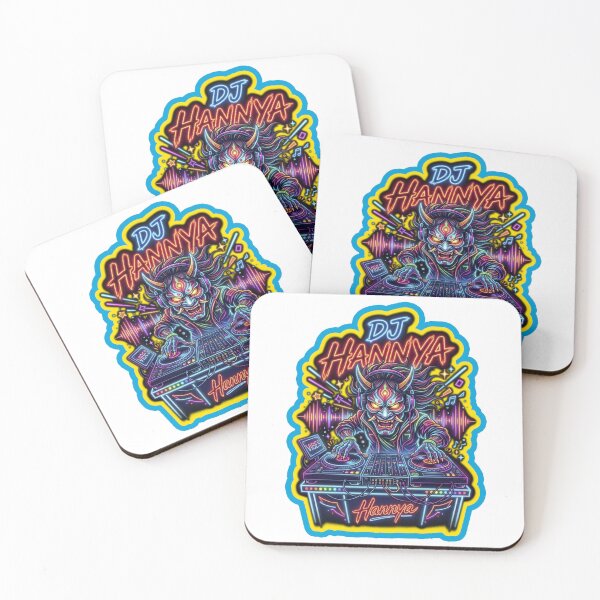 Item preview, DJ Hannya Japanese Oni Demon DJ Neon Music Vibes designed and sold by LOVEARTDESIGN.