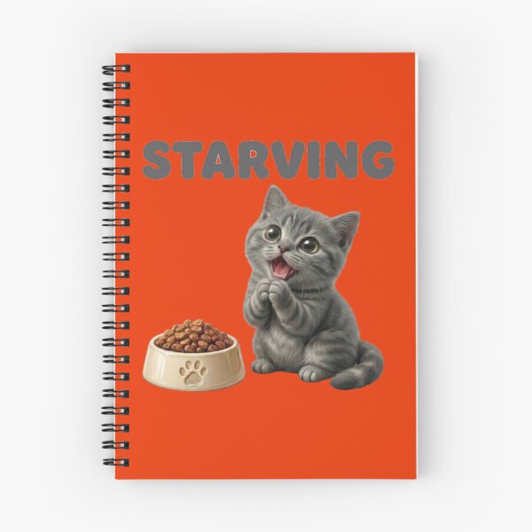 Item preview, Funny Starving Kitten - Cute Begging Cat with Food Bowl Art designed and sold by Northern Glow Art.