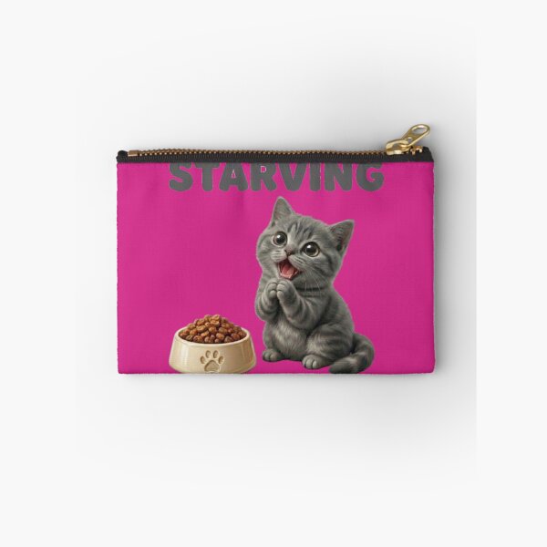 Item preview, Funny Starving Kitten - Cute Begging Cat with Food Bowl Art designed and sold by Northern Glow Art.