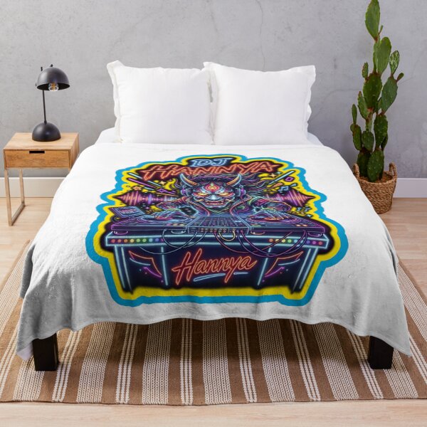 Item preview, DJ Hannya Japanese Oni Demon DJ Neon Music Vibes designed and sold by LOVEARTDESIGN.
