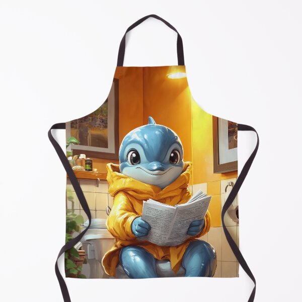 Item preview, Dolphin Bathroom Newspaper Reader Yellow Hoodie Kawaii Animal Humor designed and sold by mildaclairmo.