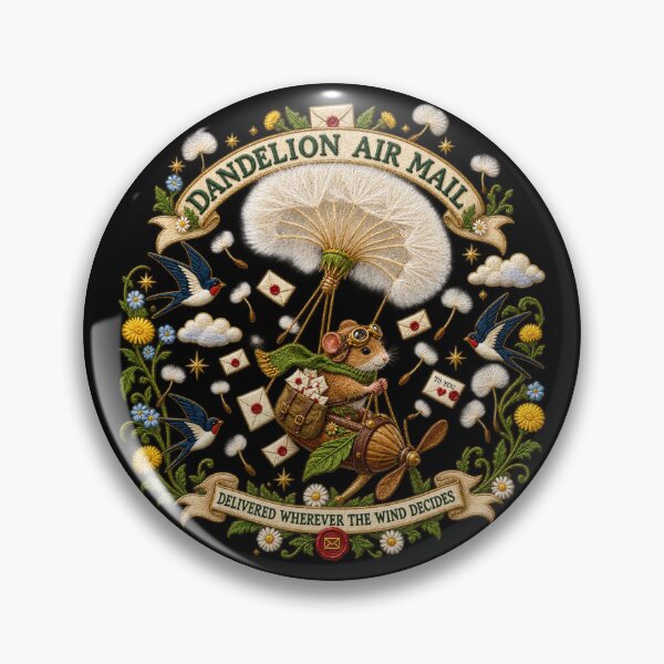 Item preview, Dandelion Air Mail Mouse Pilot – Embroidered Cottagecore Postal Emblem designed and sold by Emoji Emblems.