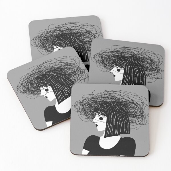 Item preview, worried woman with a tangled mass of thoughts designed and sold by matintheworld ( delcarmat ).