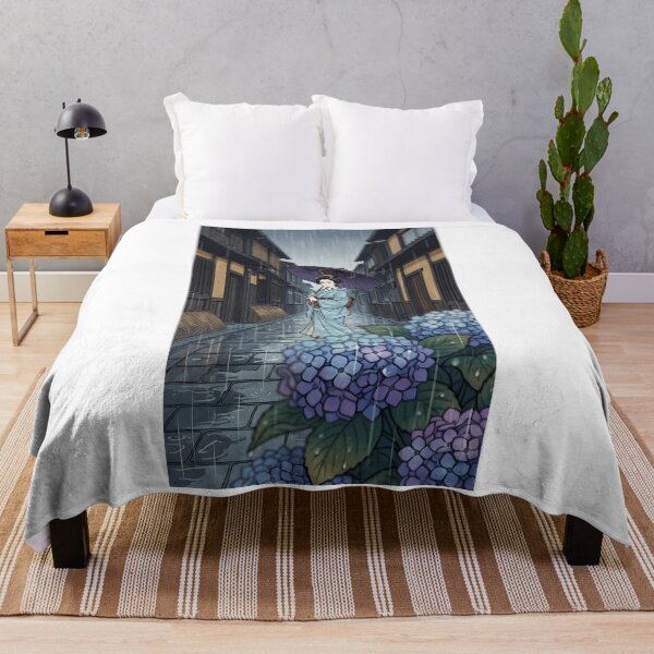 Item preview, Geisha with Hydrangea in Rainy Kyoto designed and sold by TokyoUkiyoHouse.